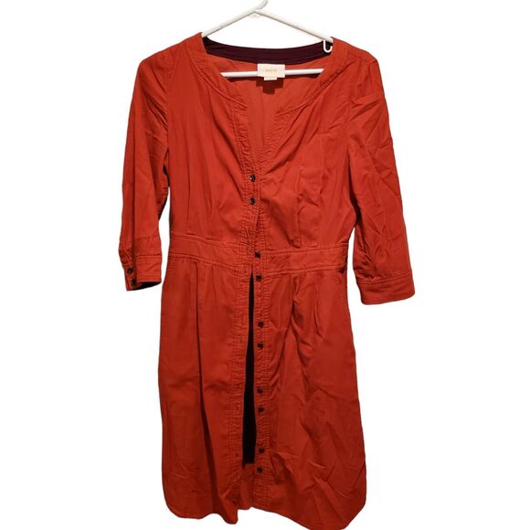 Anthropologie Maeve Anaheim Orange Button up shirt dress, size 2 - Picture 2 of 10